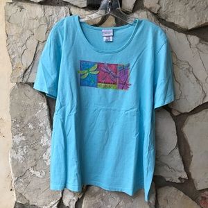 “Summer” & sparkly dragonflies tee. XL